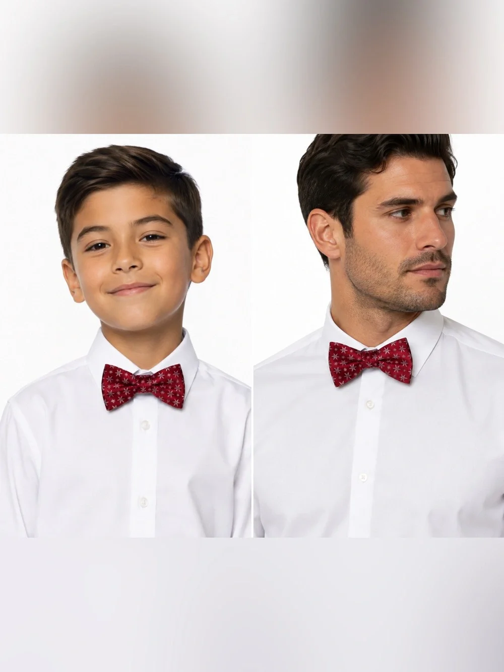 Men's and Boy's Red Snowflake Bow Tie Tales Adjustable